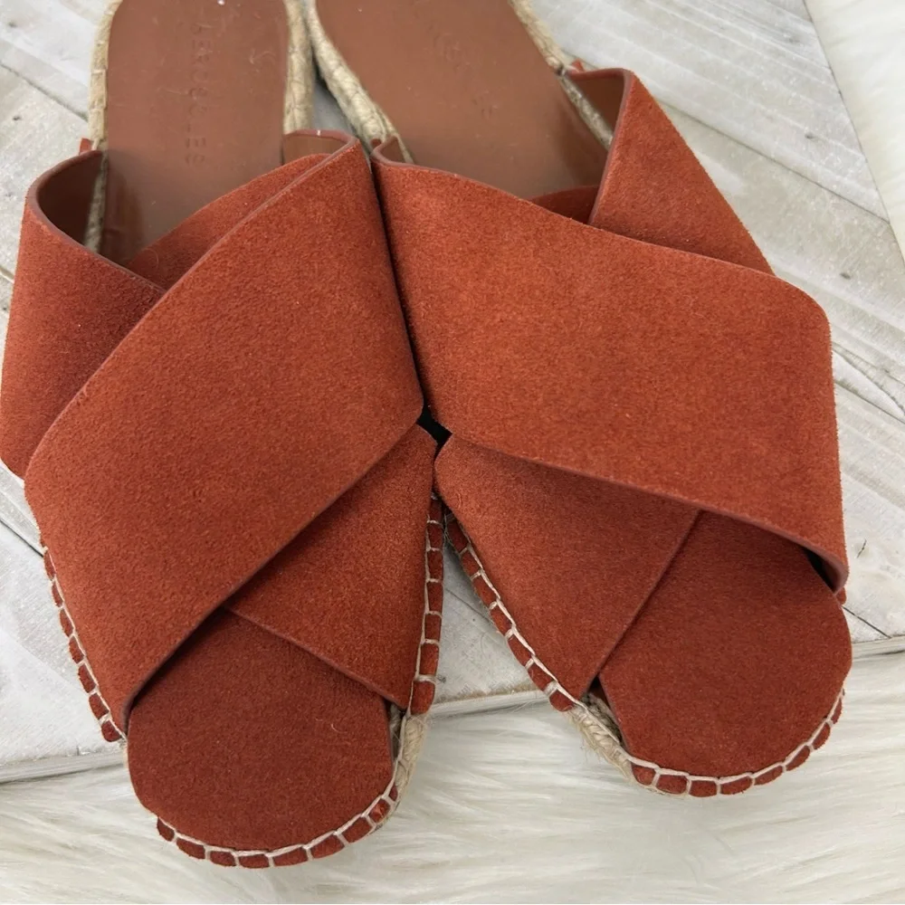 Aerosoles Halley Leather Mule Espadrille Slide Sandals Size 6.5